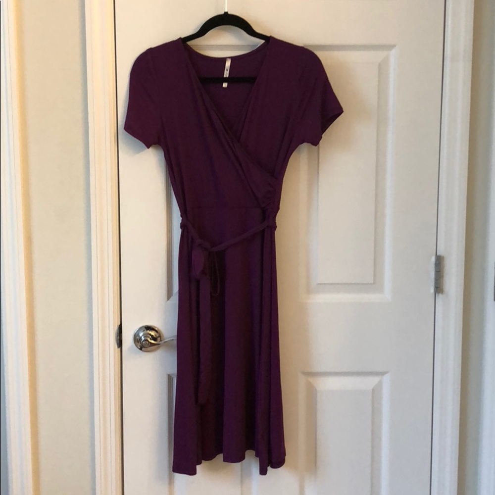 Eggplant faux wrap dress